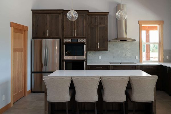 Modern farmhouse kitchen with milled wood from the property